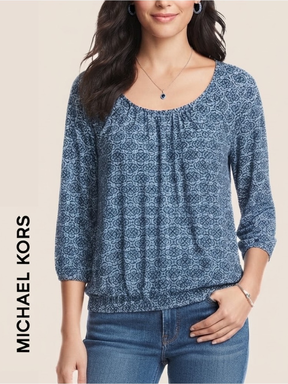 Blouse • VGUC
Blue Printed Peasant Blouse Size XL